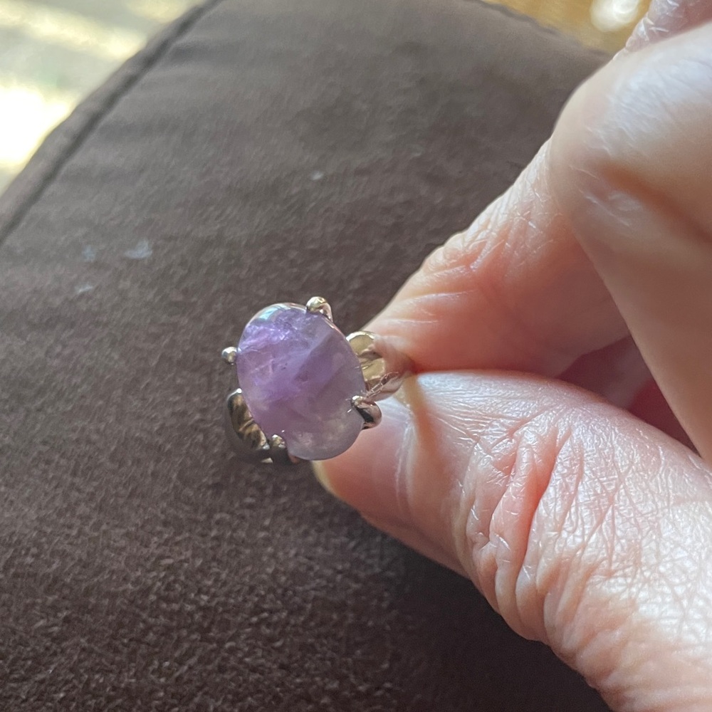 Elegant Purple amethyst Stone Silver Ring
